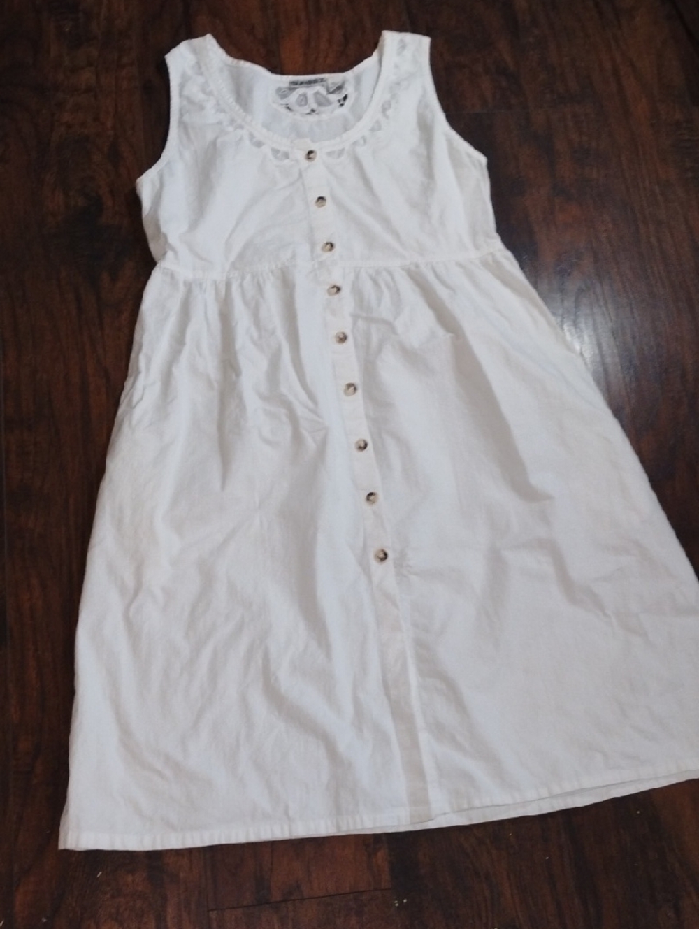 Girls White Button-Front Summer Dress